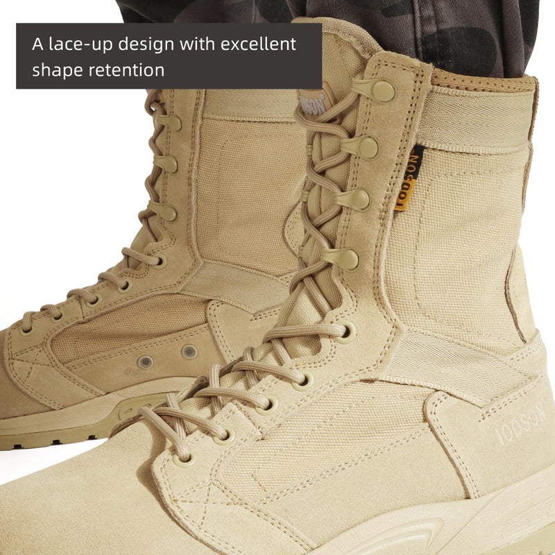 IODSON Men's Breathable Work Tactical Military Boots Lightweight Combat Army Motorcycle Jungle bootsï¼ˆBrown 8ï¼‰ - Image 5